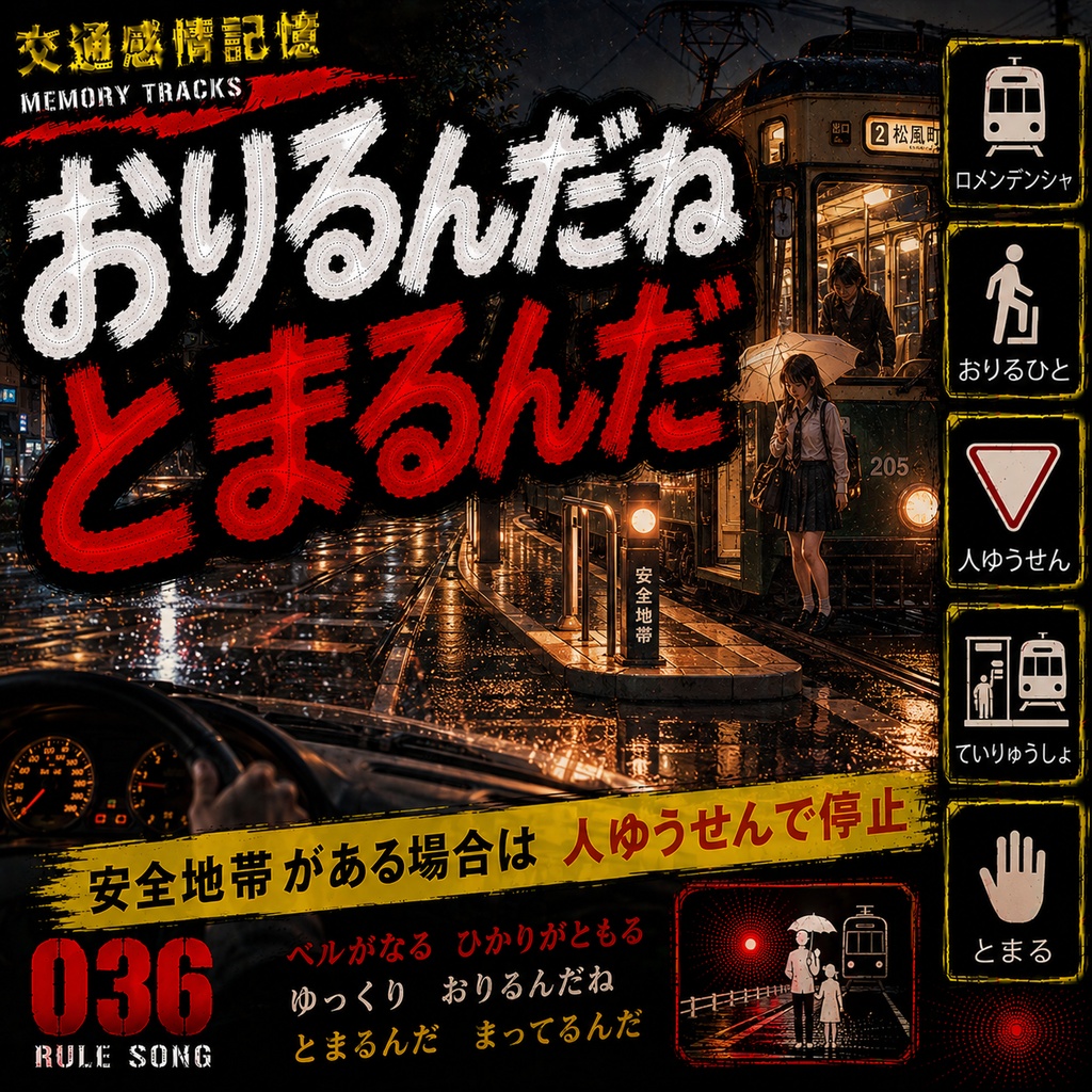 夕暮れのプラットホーム (路面電車停留所の乗降客優先・安全地帯のある停留所ルール / 学科試験の罠対策mp3)