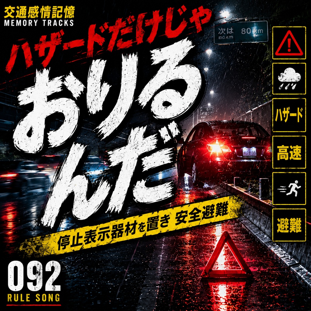 雨のハイウェイ・エスケープ (高速道路故障時の停止表示器材設置義務と安全避難 / 学科試験の罠対策mp3)