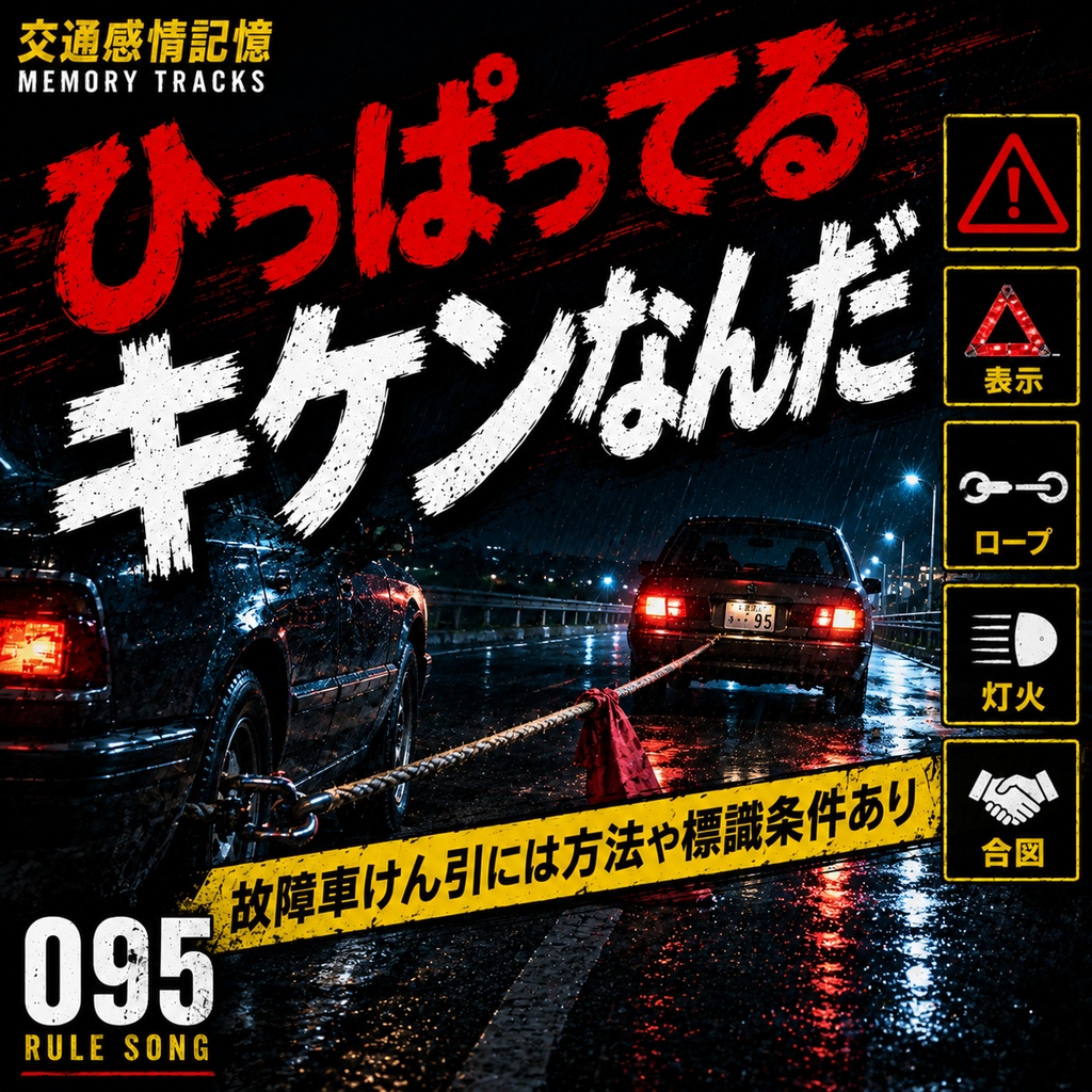 繋がれたテールランプ （故障車のけん引ルールとロープの長さ・白布表示条件 / 学科試験の罠対策mp3）