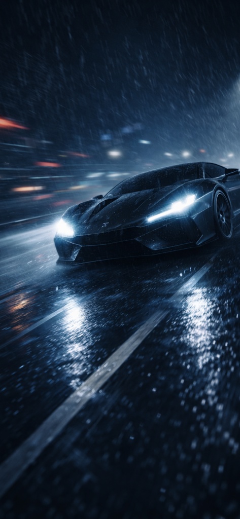 Futuristic Rainy Car iPhone Wallpaper Pack (15 Images) – Cyberpunk Neon 1170×2532