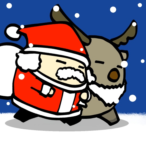 てくてくサンタ&トナカイGIFアニメ