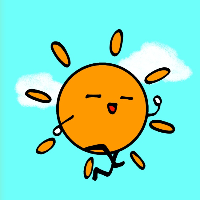 テクテク太陽と月GIFアニメ