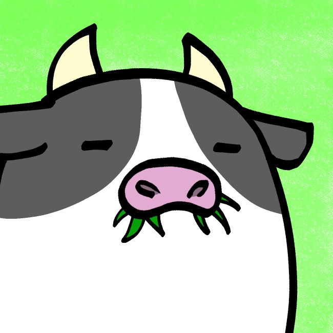 草を食べる牛GIFアニメ