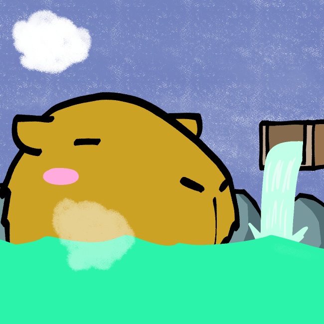 温泉カピバラGIFアニメ