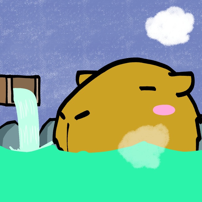 温泉カピバラGIFアニメ