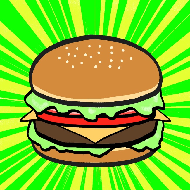 ハンバーガー完成GIFアニメ