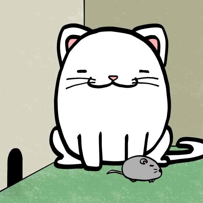 ネズミを狙う猫GIFアニメ