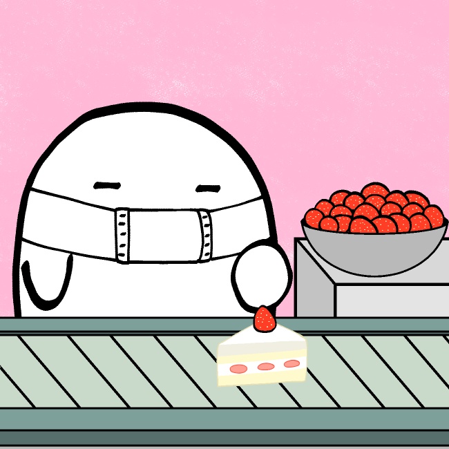 ケーキ苺乗せ工場GIFアニメ