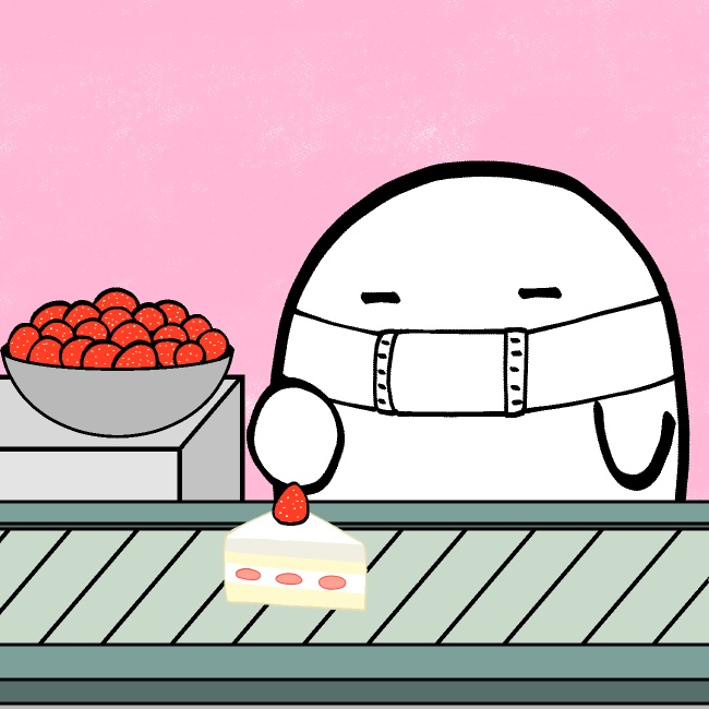 ケーキ苺乗せ工場GIFアニメ