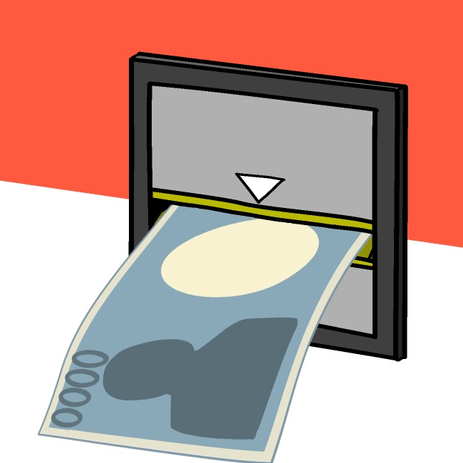 戻ってくるお札GIFアニメ