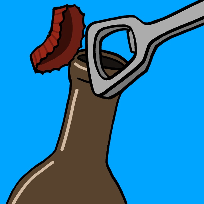 瓶の蓋シュポン栓抜きGIFアニメ