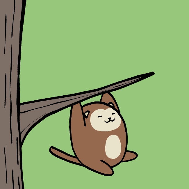 枝で回転サルGIFアニメ