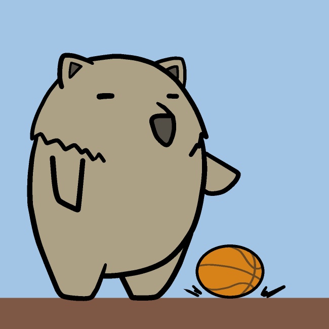 バスケドリブルするウォンバットGIFアニメ