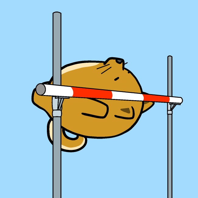 走り高跳び越えない犬GIFアニメ