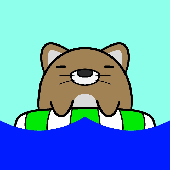 浮き輪でプカプカ犬GIFアニメ