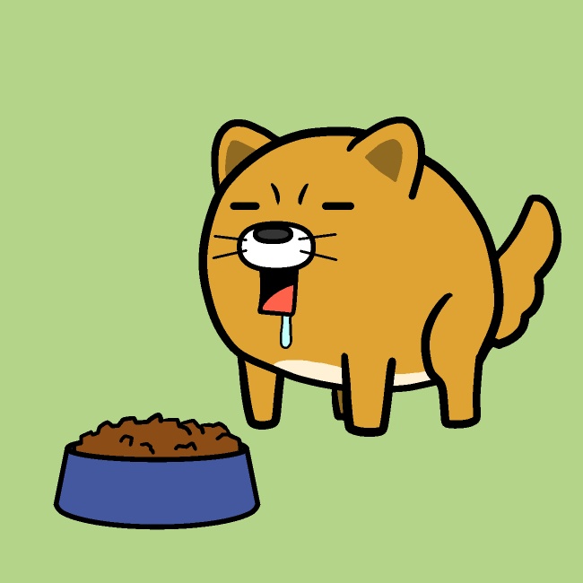ご飯の前で待て我慢犬GIFアニメ