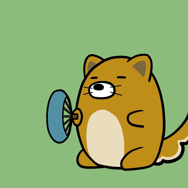 うちわ扇ぎ犬GIFアニメ