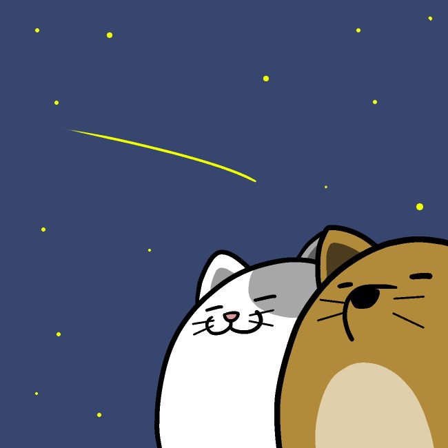 流れ星きらり犬猫GIFアニメ