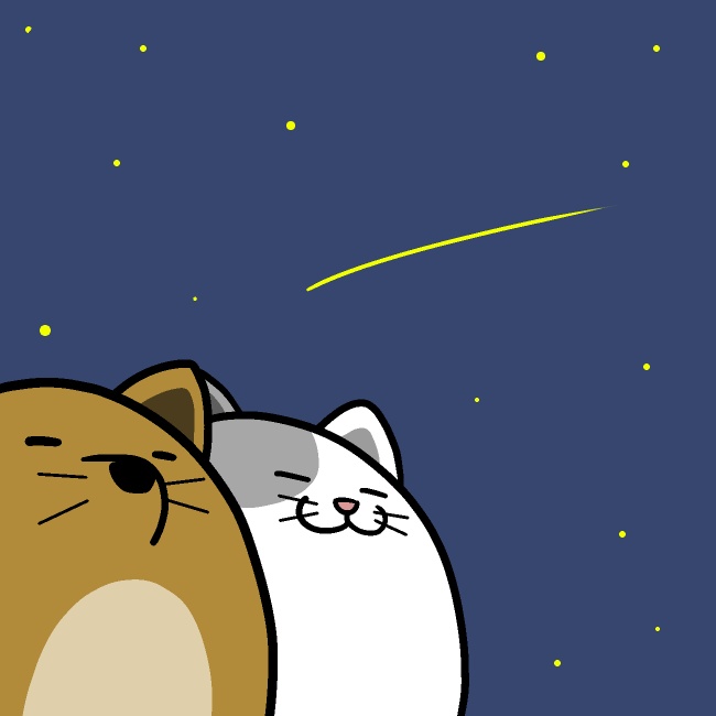 流れ星きらり犬猫GIFアニメ