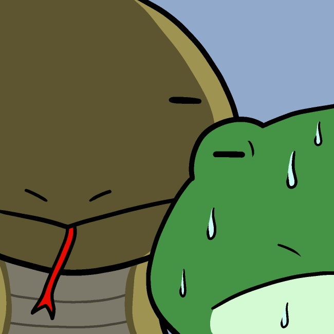 蛇に睨まれた蛙GIFアニメ