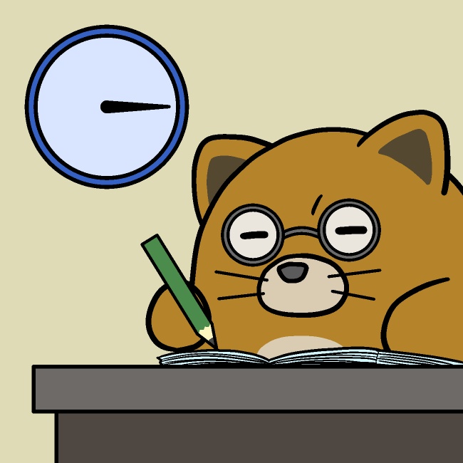 黙々と勉強犬GIFアニメ