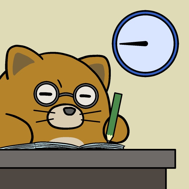 黙々と勉強犬GIFアニメ