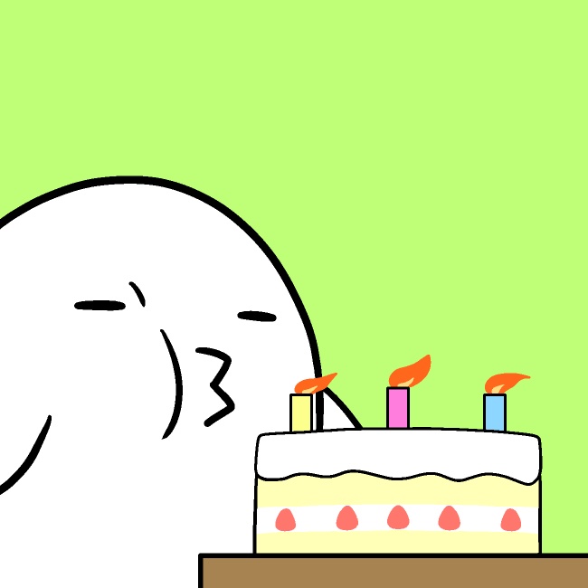 バースデーケーキろうそく消えないGIFアニメ
