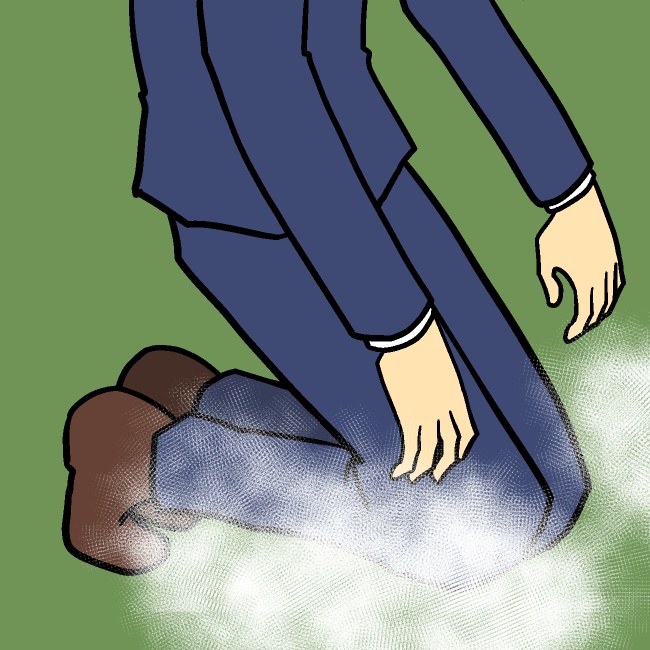 膝からガックシ崩れ落ちGIFアニメ