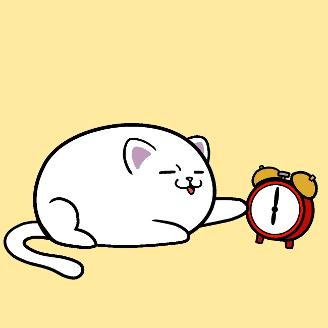 目覚まし時計パンチ猫GIFアニメ