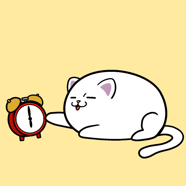目覚まし時計パンチ猫GIFアニメ