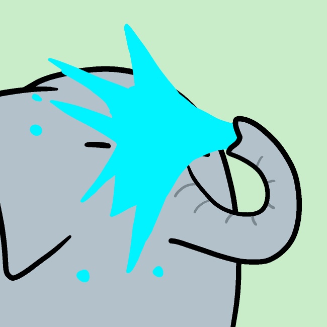 強力水浴びゾウGIFアニメ