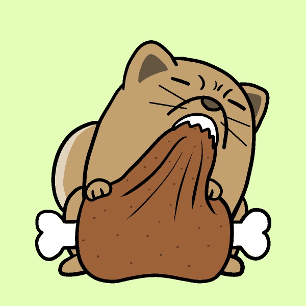お肉噛み切れない犬GIFアニメ