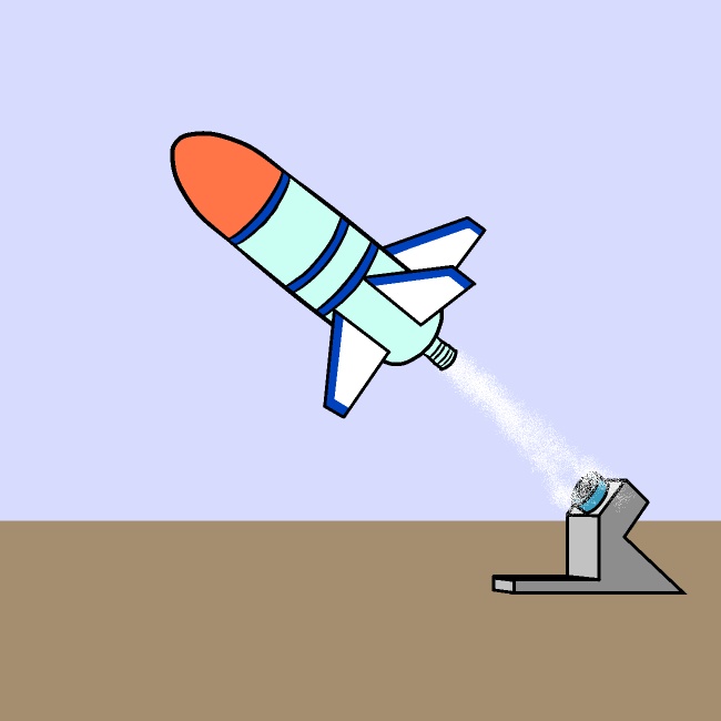 ペットボトルロケット失敗GIFアニメ