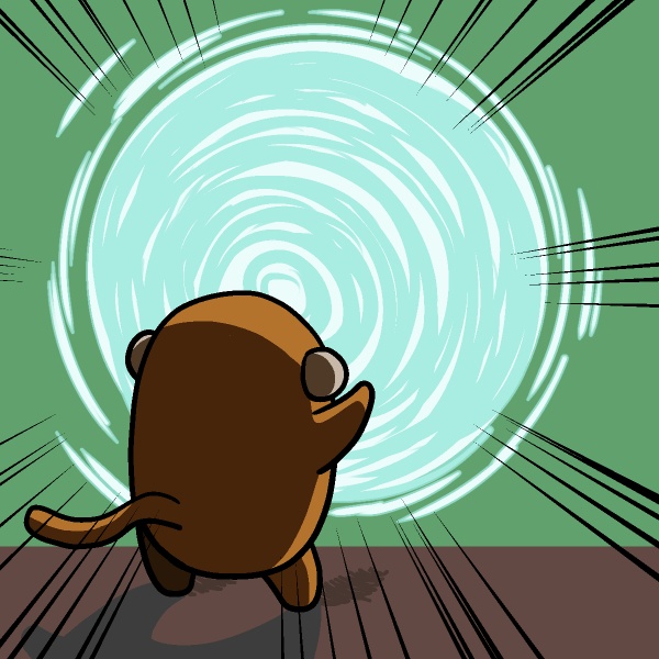 波動を受け止めるサルGIFアニメ