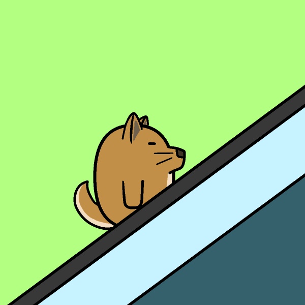 エスカレーター昇り犬GIFアニメ