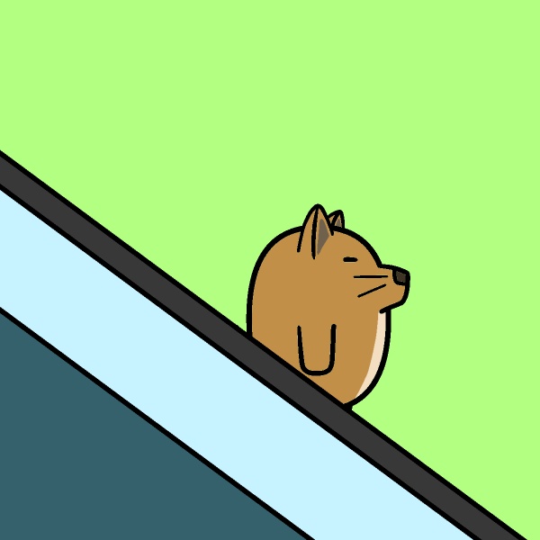 エスカレーター降りる犬GIFアニメ
