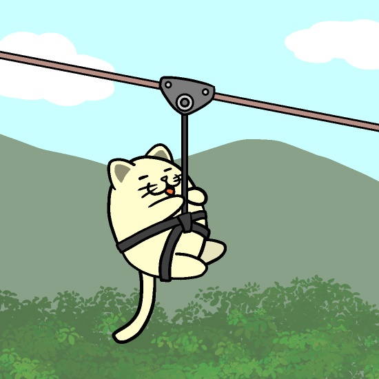 ジップライン猫GIFアニメ