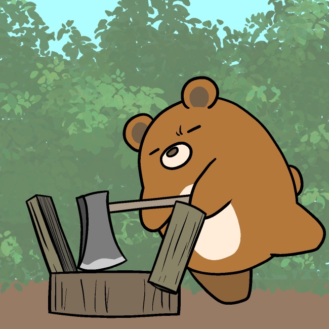 パッカン薪割りクマGIFアニメ