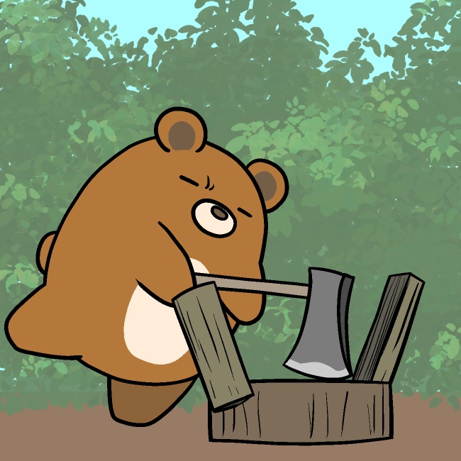 パッカン薪割りクマGIFアニメ