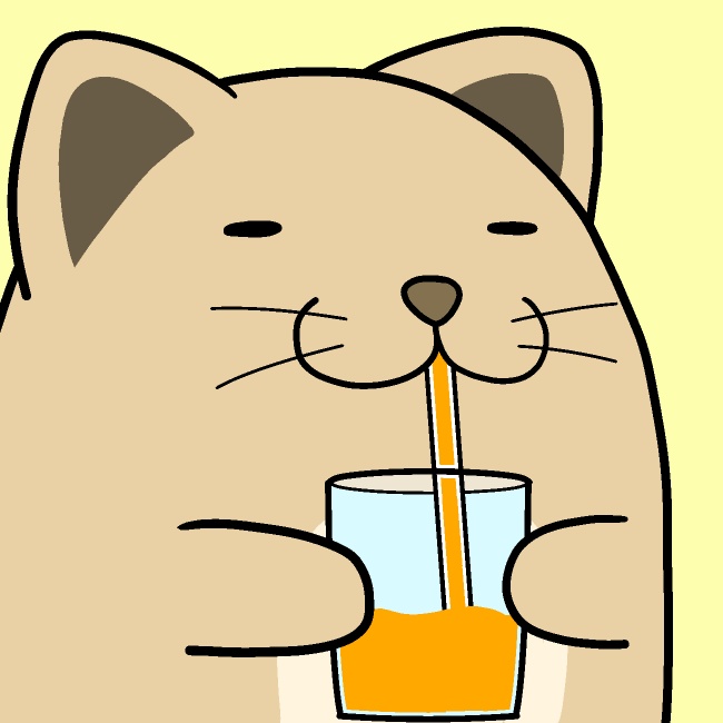 ジュースごくごく猫GIFアニメ