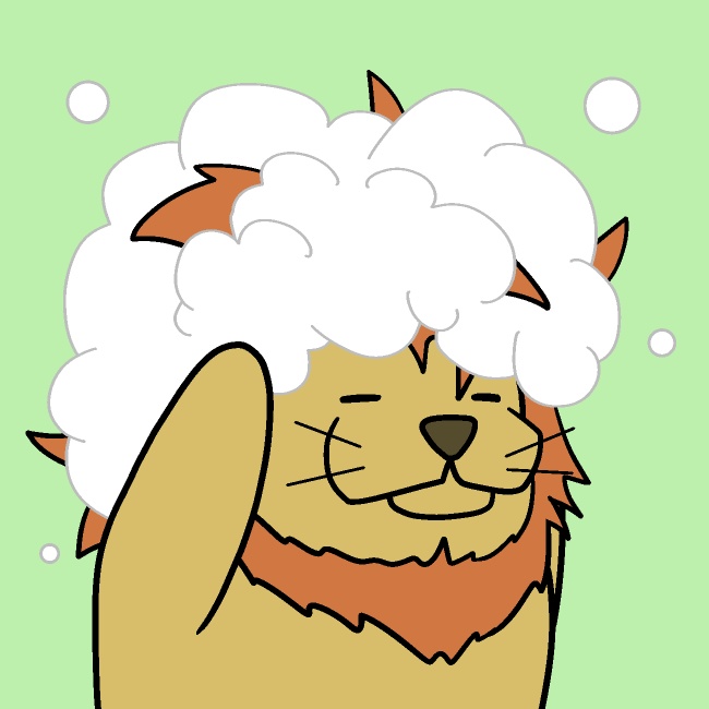 シャンプーわしゃわしゃライオンGIFアニメ