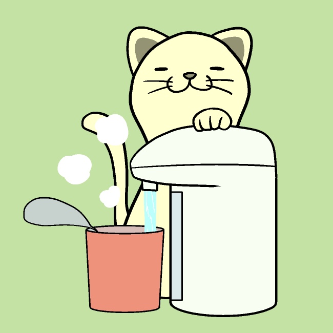ポットでお湯注ぎ猫GIFアニメ