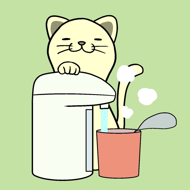 ポットでお湯注ぎ猫GIFアニメ