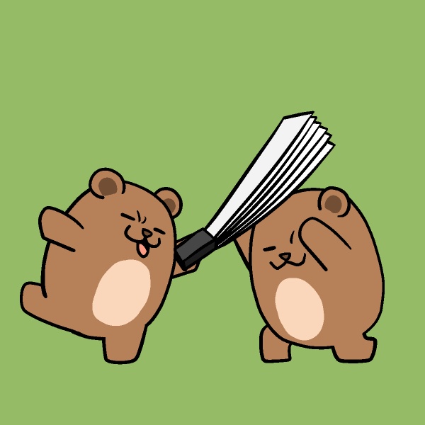 ハリセン白刃取りクマGIFアニメ