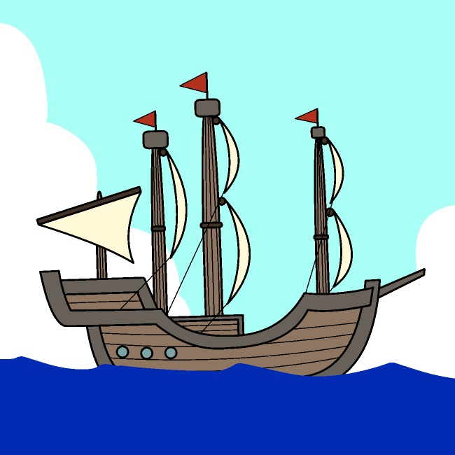 海を進む帆船GIFアニメ