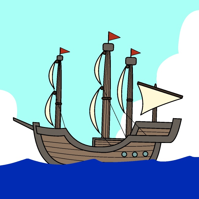 海を進む帆船GIFアニメ