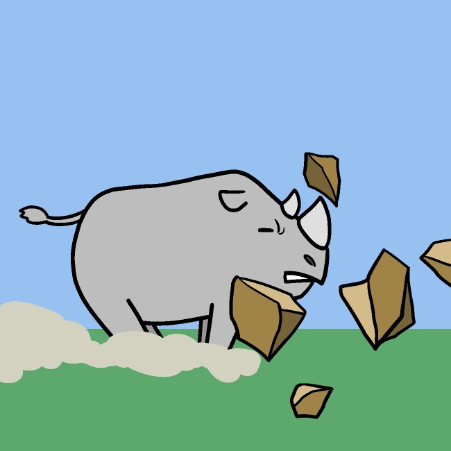 岩砕き突進サイGIFアニメ