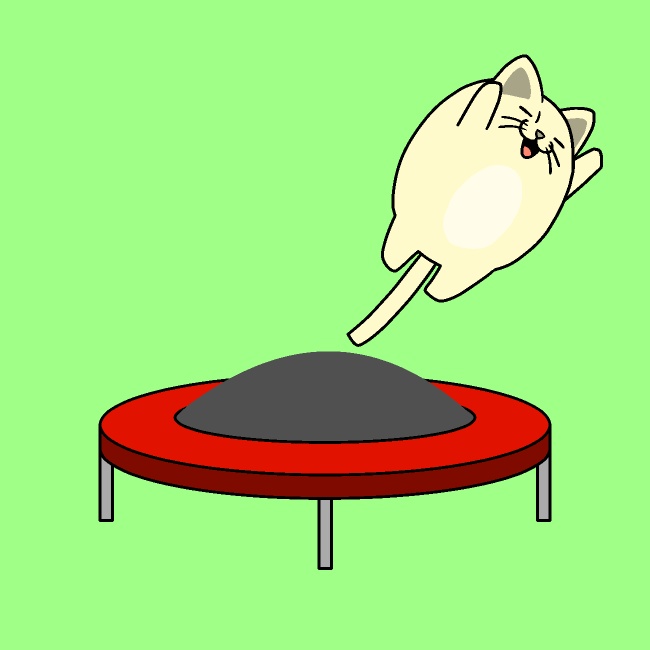 トランポリン跳ね猫GIFアニメ