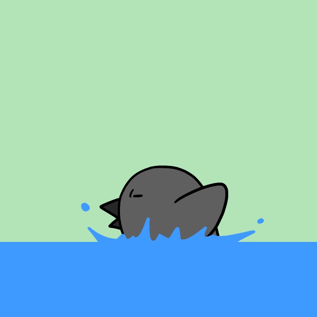 カラスの行水GIFアニメ