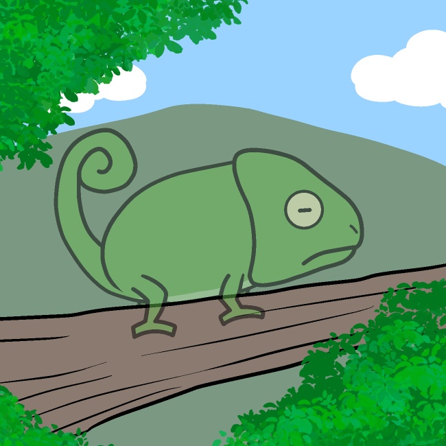 カメレオン見え隠れGIFアニメ